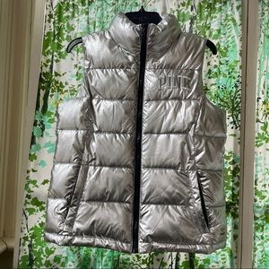 VS PINK • metallic silver puffer vest